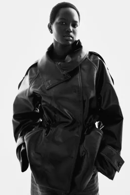 H&M Coated funnel-collar jacket