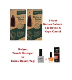 Natura Balance SAÇ BOYASI 6 KOYU KUMRAL 2 ADET + KALYON TIRNAK BESLEYİCİ VE BAKIM YAĞI