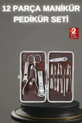 renklime 12 Parça Paslanmaz Çelik Kompakt ve Taşınabilir Manikür Makası Tırnak Makası