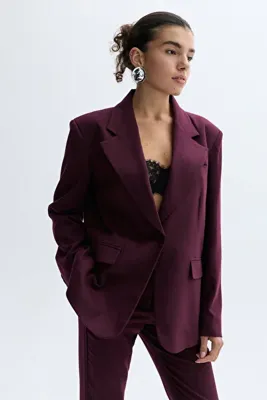 Mudo Kadın Mürdüm Oversize Blazer Ceket
