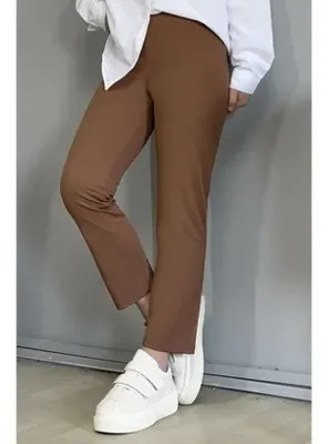 InStyle Dar Paça Düz Pantolon - Taba