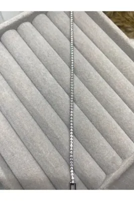 Genel Markalar Zirkon Taşlı Çelik Gümüş ve Altın Renk İnce Su Yolu Bileklik ( 18 CM )