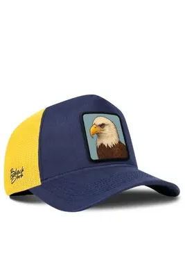 BlackBörk Kartal Logolu Cordura Lacivert-Sarı Trucker Şapka