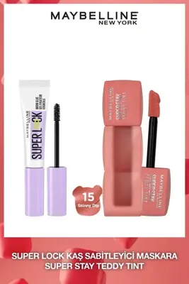 Maybelline New York Maybelline Teddy Tint Kalıcı Likit Mat Ruj 15 Skinny Dip Renkli Likit Ürün & Mini Sky High Maskara