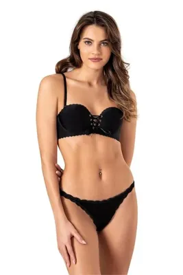 OBJE Kadın Siyah Straplez Push-Up Sütyen