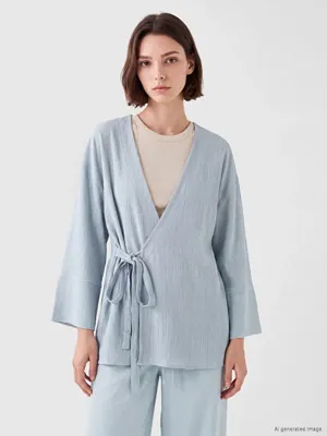 LCW Modest Kruvaze Yaka Oversize Kadın Kimono
