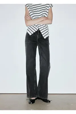 MANGO Woman Düz kesim düşük bel jean