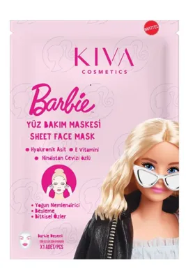 Barbie Lisanslı Kağıt Yüz Maskesi Aloe Vera ve Hindistan Cevizi Özlü