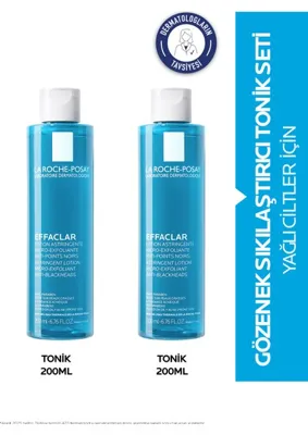 La Roche Posay Effaclar Akneye Eğilimli ve Yağlı Ciltler İçin Sıkılaştırıcı Parabensiz Akne Tonik  2x200 ml