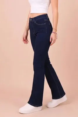 FlexiFit Yüksek Bel Toparlayıcı İspanyol Paça Kot Pantolon Kadın - Esnek Slim Fit Flare Jean
