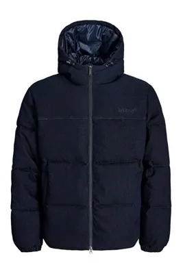 Jack & Jones Erkek Nakis Detayli Kapüsonlu Yaka Puffer Mont - Oxford