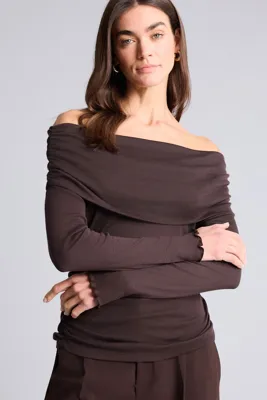 Defacto Slim Fit Omzu Açık Ribana Tişört