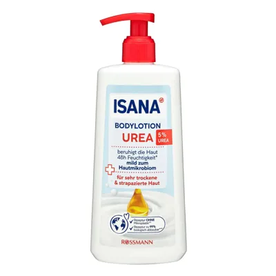 ISANA Vücut Losyonu 300 ml %5 Üre ile 48 Saat Nemlendirme Kuru Ciltler için Vegan