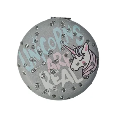 Gigi Panda El Aynası - Unicorn - Tekboynuz Desenli Katlanır Yuvarlak Makyaj Aynası - Cep, Çanta Aynası