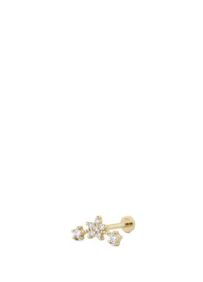 AJA Bloom Cluster Çiçek Motifli Lab Grown Diamond Taşlı 14 Ayar Altın Kadın Piercing