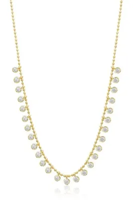 Söğütlü Silver 925 Ayar Gümüş Altın Kaplama Sallantılı Zirkon Taşlı Top Zincir Kolye SGTL13642GOLD