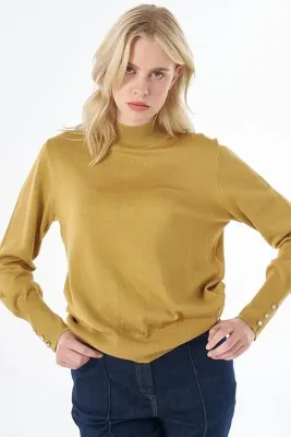 Kayra Basic Viskon Triko Kazak Hardal