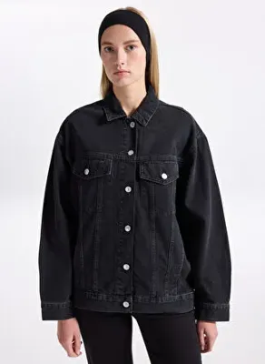 Mavi Koyu Gri Kadın %100 Pamuk Denim Ceket M1110177-90547 LUNA Dark Smoke 90s