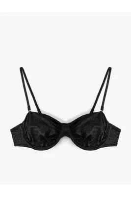 Koton Simli Parlak Balenli Straplez Bikini Üstü