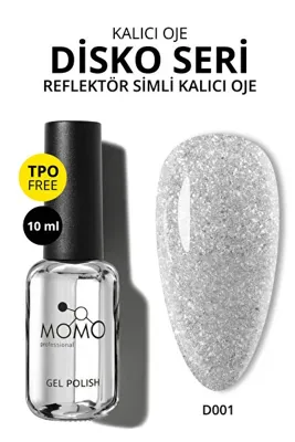 Momo Professional Disko Kalıcı Oje D001, Gümüş, Reflective Flash Gel Polish, 10ml, TPO- FREE