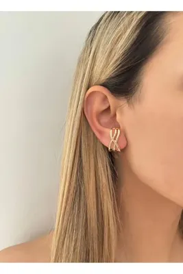 Lavian Accessories Çapraz Sarmal Cuff Küpe