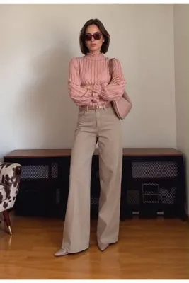 VERYMODA Simli Sakallı Bluz - Pudra | F1852 - Pudra
