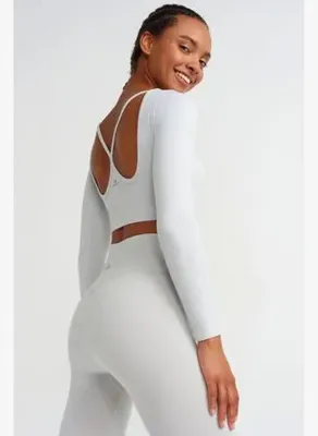 COMEUP Kendinden Bralı Pedli Crop Taş Rengi