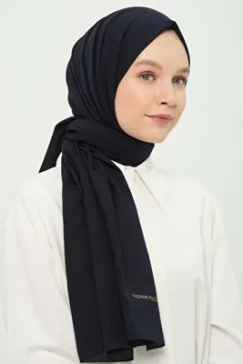 Madame Polo Poly Coton Şal Lacivert Pamuklu Nefes Alabilen Kırışmayan