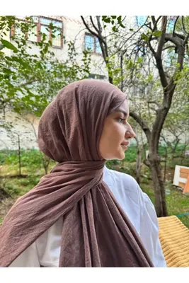 shalby Tesettür Pamuk Crash Şal Sütlü Kahve 1