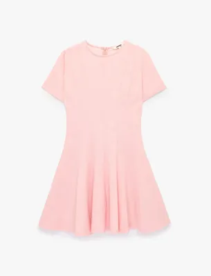 Koton Slim Fit Kısa Kollu Bisiklet Yaka Volümlü Mini Kloş Elbise