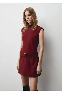 MANGO Woman Kemerli kısa elbise