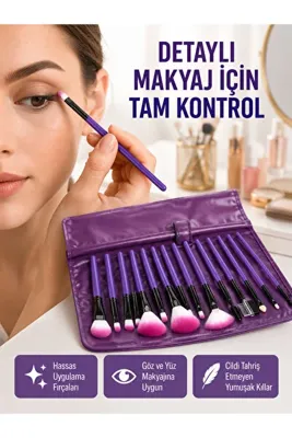 OEM Fondöten, Allık ve Far Uygulamalarına Uygun 12 Parça Makyaj Fırça Takımı Ergonomik Saplı