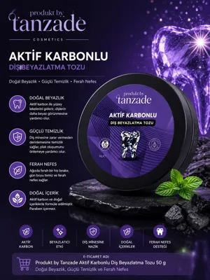 produkt by tanzade Aktif Karbonlu Diş Beyazlatma Tozu 50 G
