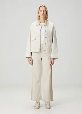 Rag&Bone Logan Spliced Wide Leg Ekru Jean Pantolon