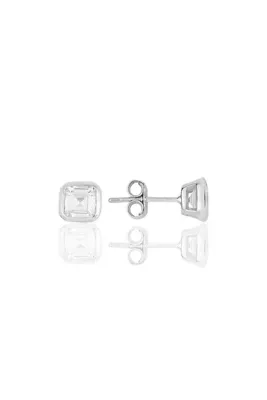 Söğütlü Silver Gümüş Rodyumlu Kare Kesim Zirkon Taşlı Küpe Sgtl11620kare