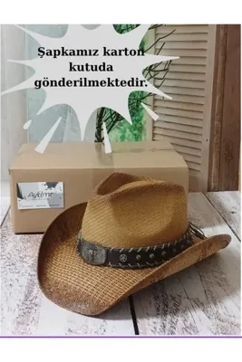 Aydmr Aksesuar Unisex Lüks Hasır Görümlü Kovboy Şapka