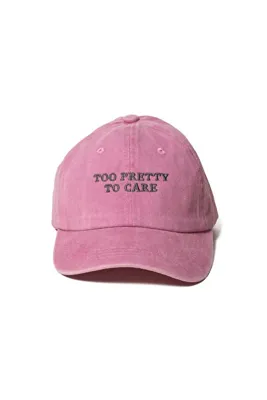 Nome Studio Pembe Şapka Too Pretty to care Nakışlı Pamuk Unisex Minimal Günlük Aksesuar Ayarlanabilir