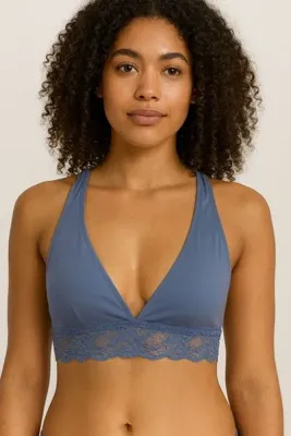 DEEP SECRET MAVİ SIRT DETAYLI FULL DANTEL BRALET DS200457BR