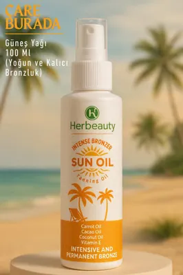 Herbeauty Bronzlaştırıcı Güneş Yağı 100 Ml (Kakao Yağı, Havuç Yağı, E Vitamini)