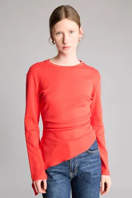 Defacto %100 Pamuk Slim Fit Büzgülü Uzun Kollu Basic Tişört