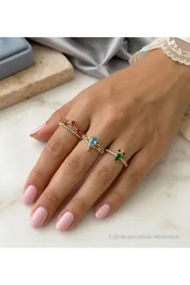 Genel Markalar Vip prenses model ayarlanabilir 3’lü yüzük seti💍
