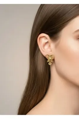 modamira Kişiye Özel Harf Tasarımı İle Masumiyet Müzesi Füsun Kelebek Küpe “S” Harfli 14 K Gold Kaplama