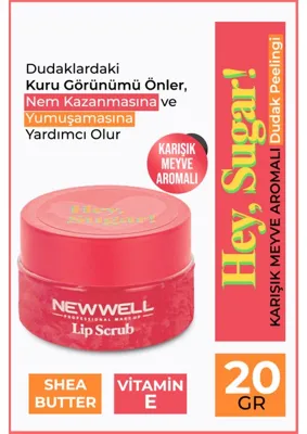 New Well Hey Sugar! Karışık Meyve Aromalı Dudak Peelingi 20gr