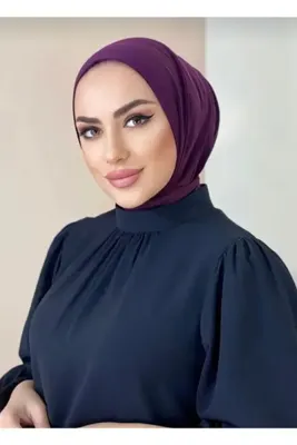 Genel Markalar Çıt Çıtlı Hazır Eşarp Hijab Mürdüm
