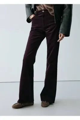 MANGO Woman Fitilli kadife flared pantolon