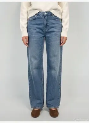 Dilvin 72386 %100 Pamuk Yüksek Bel Wide Leg Jean