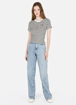 Colins 970 Berry Normal Kesim Yüksek Bel Geniş Paça Mavi Kadın Jean Pantolon