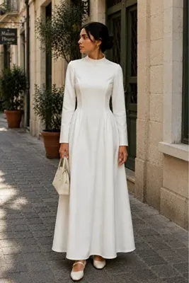 Hola Lady Belden Bağlamalı Uzun Kollu Elbise HL023
