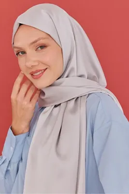 MİRSOY SCARF Kum Saten Şal Abiyelik - Gümüş