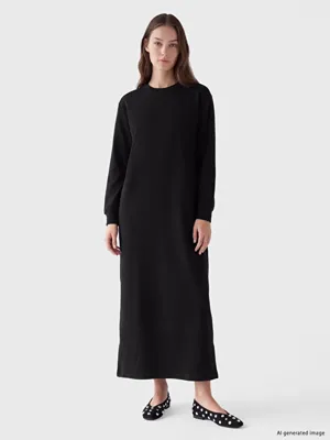 LCW Modest Bisiklet Yaka A Kesim Sweat Elbise